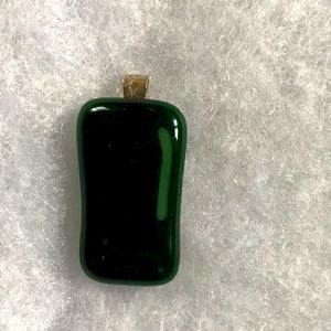 Geometrical fused glass pendant in green